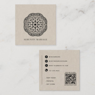 Mandala Massage Therapy Wellness QR Code Square Business Card