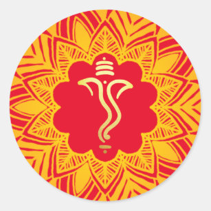 Mandala Mehendi Design Ganesh/ Indian God   Classic Round Sticker