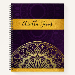 Mandala Monogram Metallic Gold Name Journal