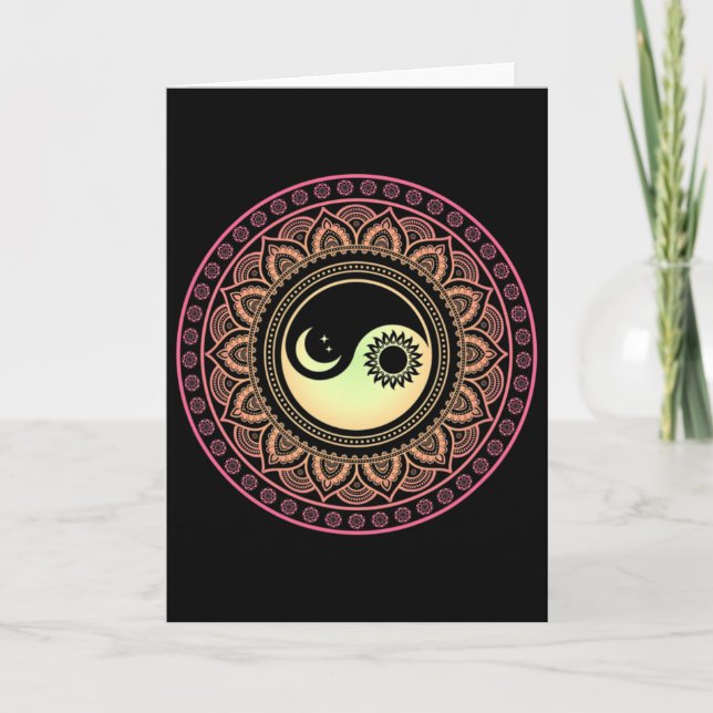 Mandala Moon And Sun Yin Yang  Card (Front)