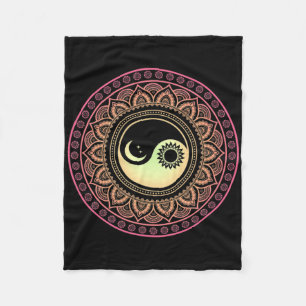 Mandala Moon And Sun Yin Yang  Fleece Blanket