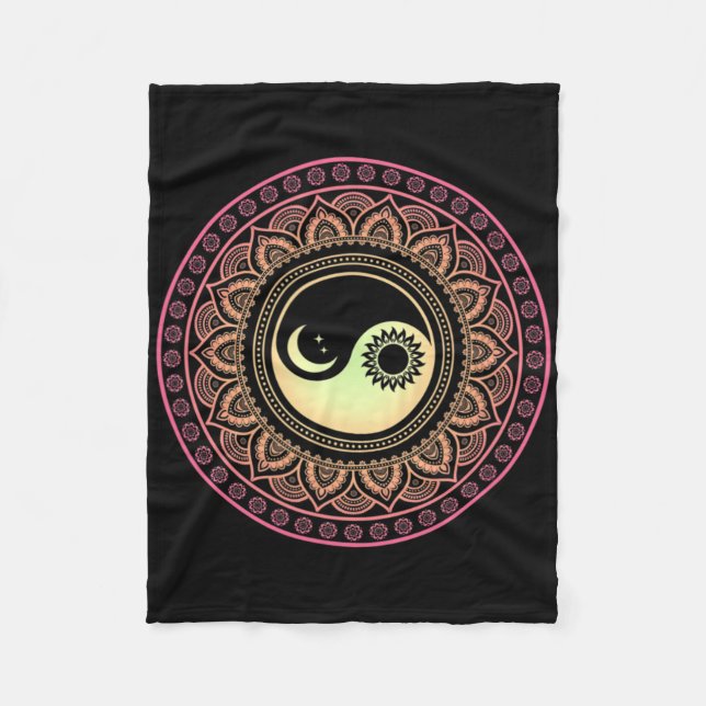 Mandala Moon And Sun Yin Yang  Fleece Blanket (Front)