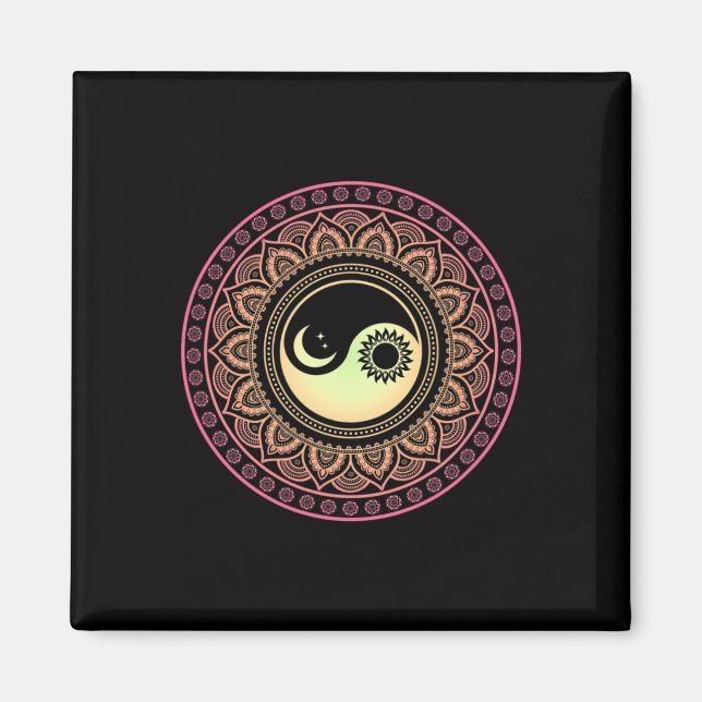 Mandala Moon And Sun Yin Yang  Magnet (Front)
