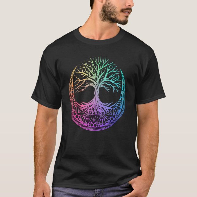 Mandala Moon Chakra Tree Life 1 T-Shirt (Front)