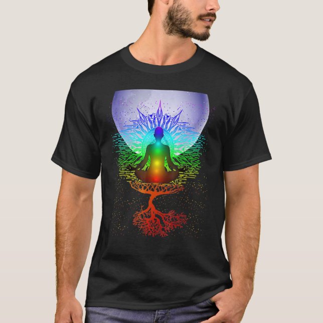 Mandala Moon Chakra Tree Life T-Shirt (Front)
