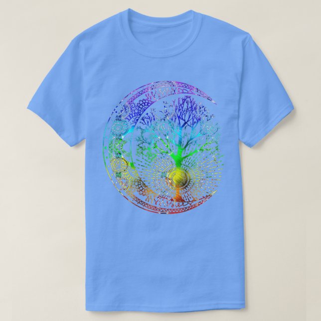 Mandala Moon Chakra Tree of Life  T-Shirt (Design Front)
