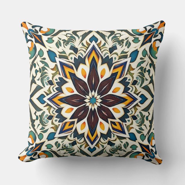 Mandala Mosaic Throw Pillow (Front)
