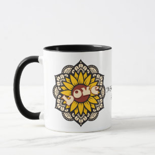 Mandala Mug, Sunflower with Mandala Mug, Love Mug