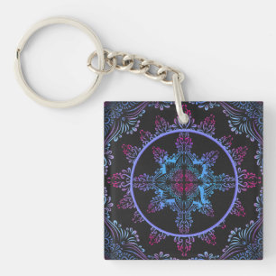 Mandala Night Flower Key Ring