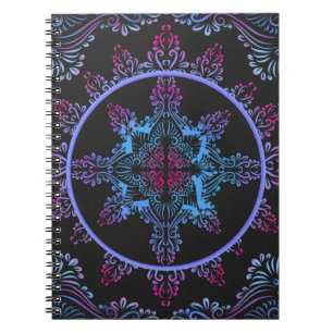 Mandala Night Flower Spiral Notebook