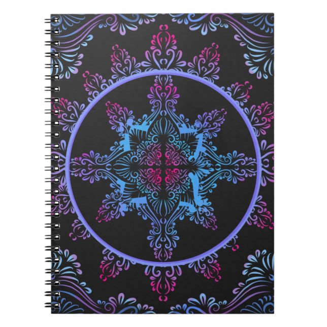 Mandala Night Flower Spiral Notebook (Front)