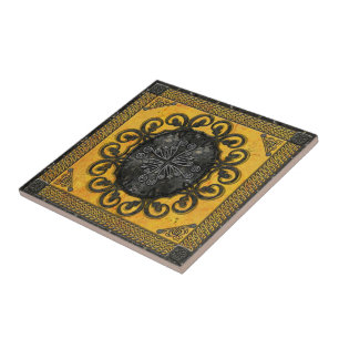 Mandala Obsidian Cross Tile