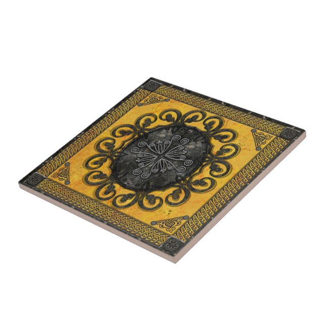 Mandala Obsidian Cross Tile (Side)