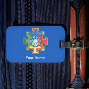 Mandala of Creation Blue Background Luggage Tag