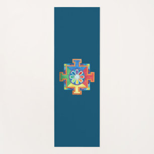 Mandala of Creation Watercolor Deep Ocean Blue Yoga Mat
