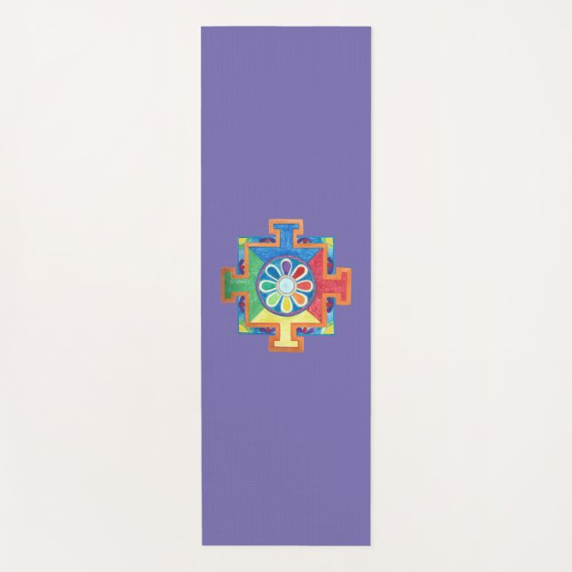 Mandala of Creation Watercolor Purple  Yoga Mat (Front)