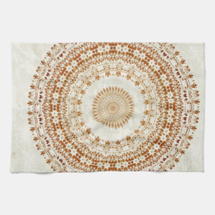 Mandala of Desire in Golden Yellow Tea Towel
