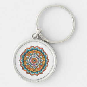 mandala of various colours key ring