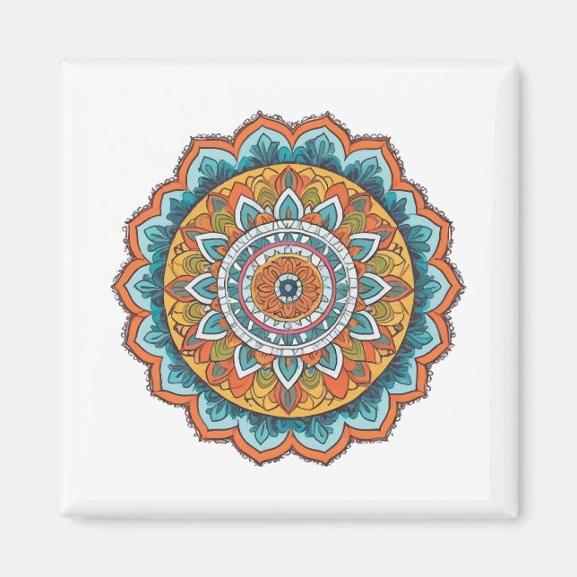 mandala of various colours magnet (Front)