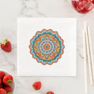 mandala of various colours napkin