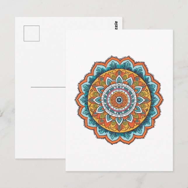 mandala of various colours postcard (Front/Back)