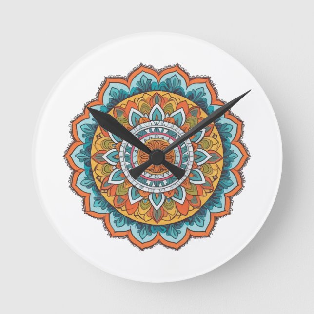mandala of various colours round clock (Front)