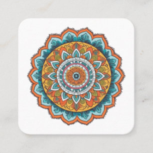 mandala of various colours square business card