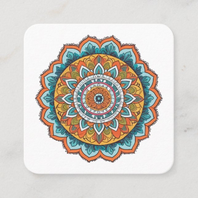 mandala of various colours square business card (Front)