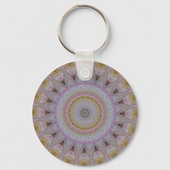 Mandala Of Yellow Roses Key Ring (Front)