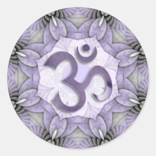 MANDALA OM - violet Classic Round Sticker