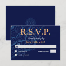 Mandala on Royal Blue Wedding RSVP Response