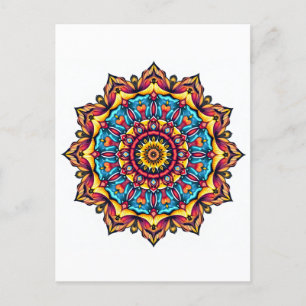 Mandala on white postcard