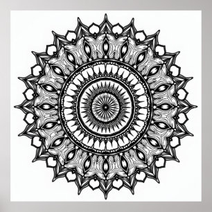 Mandala on white poster