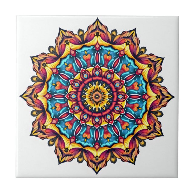 Mandala on white tile (Front)