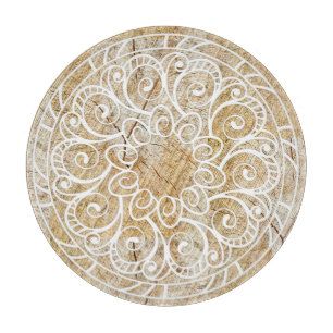 Mandala on wood cutting board