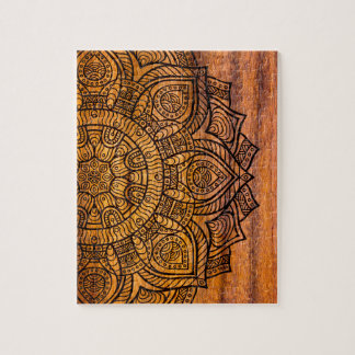 Mandala on wood jigsaw puzzle
