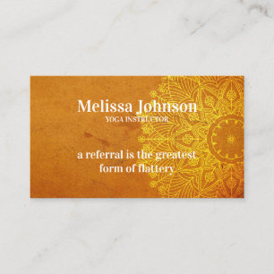 Mandala Orange Yoga Meditation Refer a Friend Referral Card