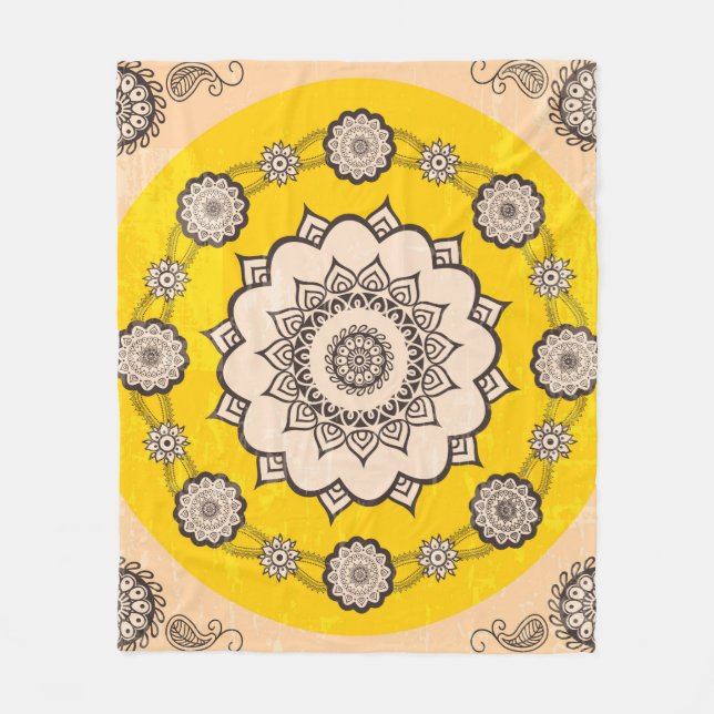Mandala ornamental design,ethnic style fleece blanket (Front)