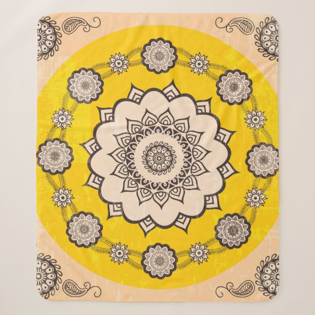 Mandala ornamental design,ethnic style sherpa blanket (Front)