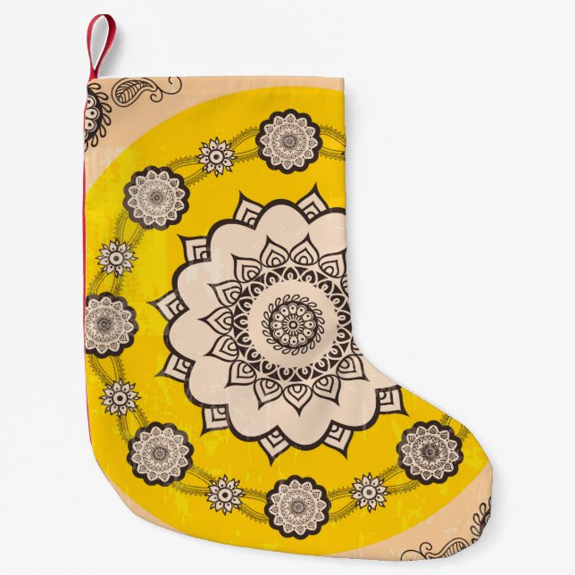 Mandala ornamental design,ethnic style small christmas stocking (Front)