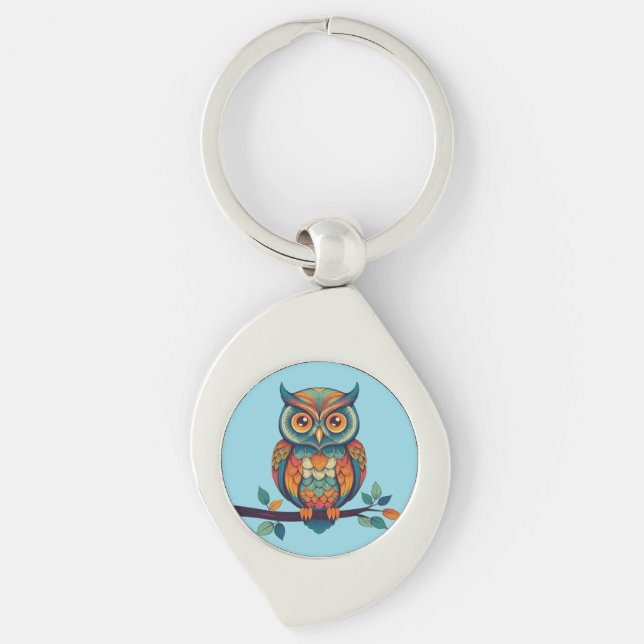 Mandala Owl Key Ring (Front)