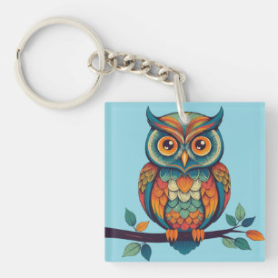 Mandala Owl Key Ring