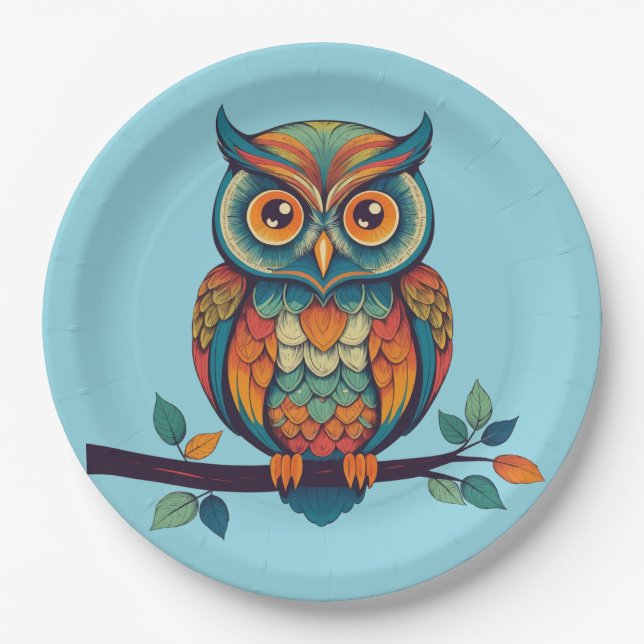 Mandala Owl Paper Plate (Front)