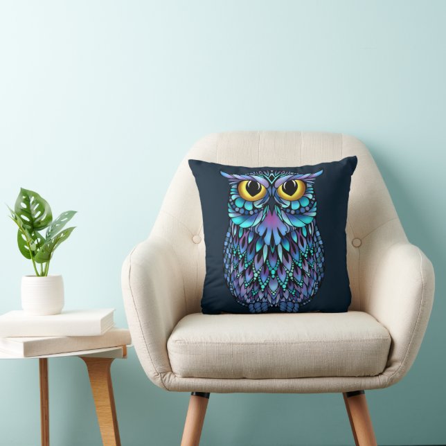 Mandala Owl Throw Pillow (Chair)