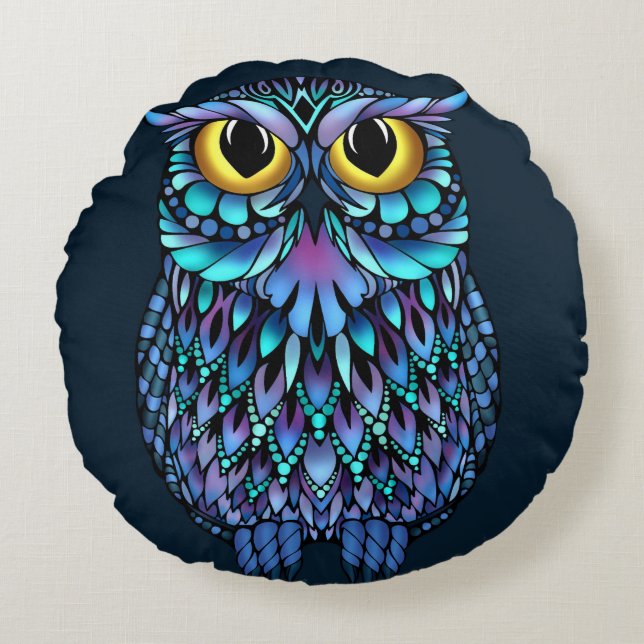 Mandala Owl Throw Pillow (Front)