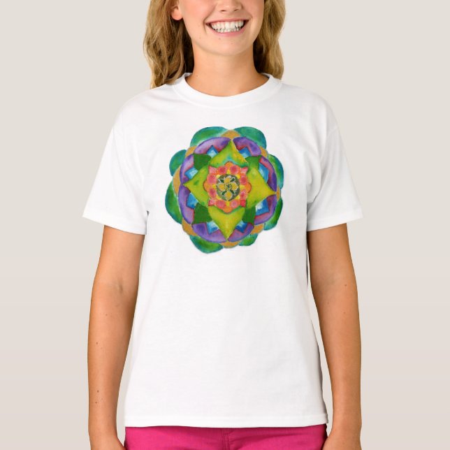 Mandala Painting Positive  Girls' LAT Sportswear T-Shirt (Front)