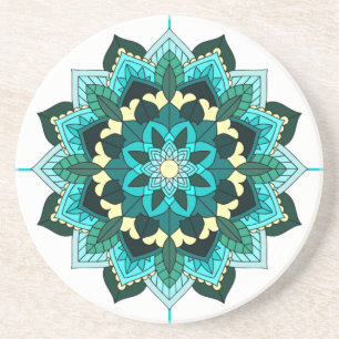 Mandala Pattern 02 in aqua Coaster