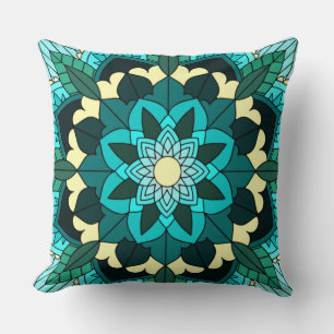 Mandala Pattern 02 in aqua Cushion