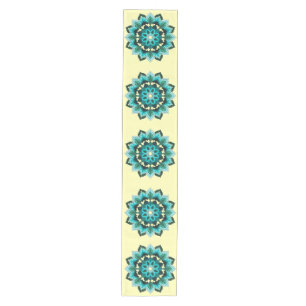 Mandala Pattern 02 in aqua Medium Table Runner
