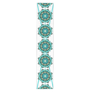 Mandala Pattern 02 in aqua Medium Table Runner